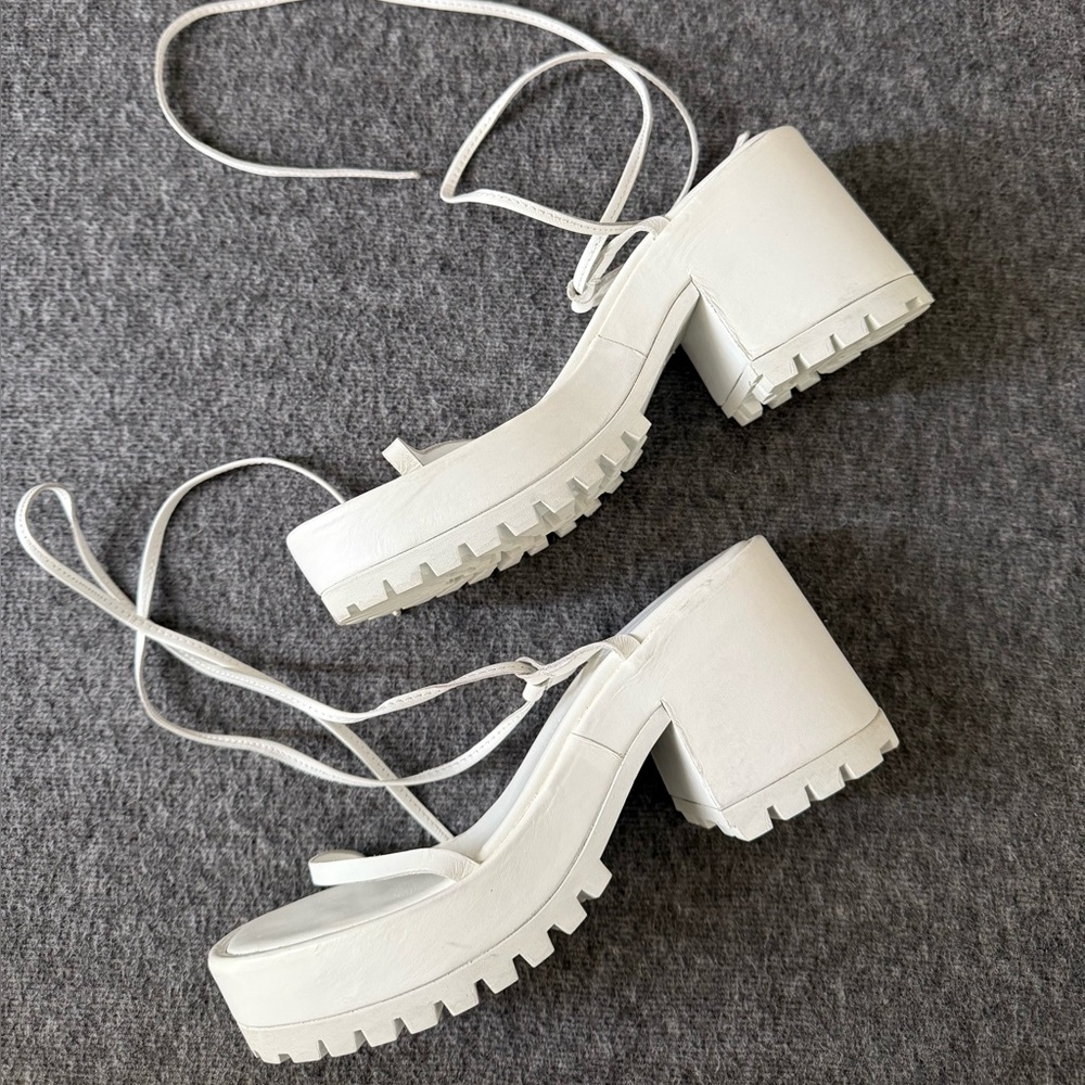 Marques’ Almeida White Platform Chunky Heel Sandals